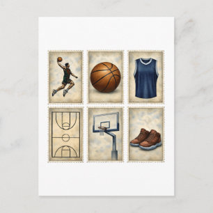 Vintage Basketball Stamps Sports Collection Postcard