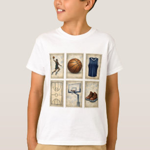 Vintage Basketball Stamps Sports Collection T-Shirt