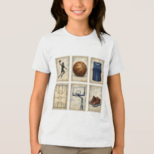 Vintage Basketball Stamps Sports Collection Tri-Blend Shirt