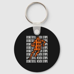 Vintage basketball stops court ball player sports key ring