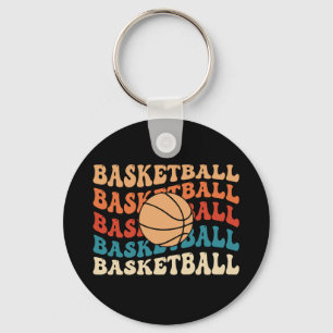 Vintage Basketball Typography Retro Sports Design Key Ring