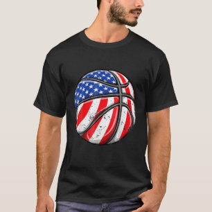 Vintage Basketball USA American Flag Stars Stripes T-Shirt