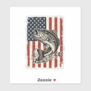 Vintage Bass Fishing American Flag Shirt Design_1