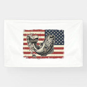 Vintage Bass Fishing American Flag Shirt Design_1 Banner