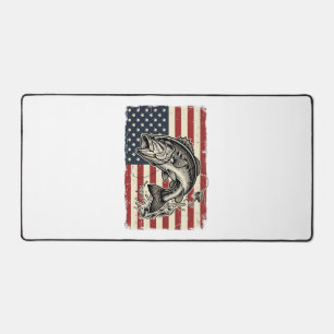 Vintage Bass Fishing American Flag Shirt Design_1 Desk Mat