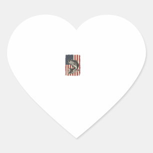 Vintage Bass Fishing American Flag Shirt Design_1 Heart Sticker