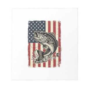 Vintage Bass Fishing American Flag Shirt Design_1 Notepad
