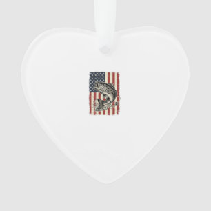 Vintage Bass Fishing American Flag Shirt Design_1 Ornament