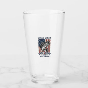 Vintage Bass Fishing American Flag Shirt Design (2 Glass