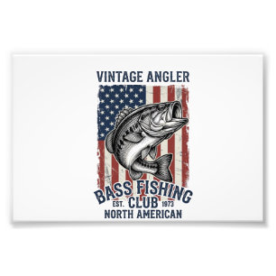 Vintage Bass Fishing American Flag Shirt Design (2 Photo Print