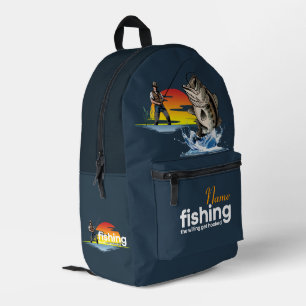 Vintage Bass Fishing Graphic Art [Dark mode]  Printed Backpack