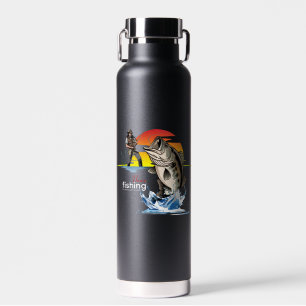 Vintage Bass Fishing Graphic Art [Female-2]  Water Bottle