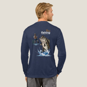 Vintage Bass Fishing Graphic Art Lg. Sleeve [2} Tri-Blend Shirt