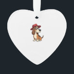 Vintage Basset Hound Cartoon in Red Hat Cute Dog I Ornament<br><div class="desc">Vintage Basset Hound Cartoon in Red Hat Cute Dog Illustration 2</div>