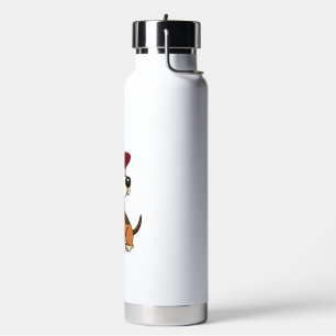 Vintage Basset Hound Cartoon in Red Hat Cute Dog I Water Bottle
