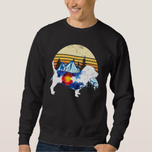 Vintage Basset Hound Dog Colorado Flag Sunset Retr Sweatshirt