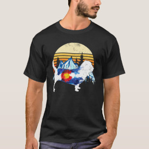 Vintage Basset Hound Dog Colorado Flag Sunset Retr T-Shirt