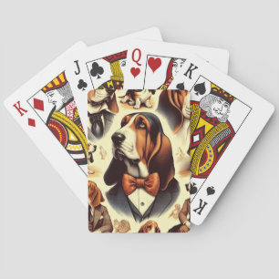 Vintage Basset Hound Illustration Playing Cards
