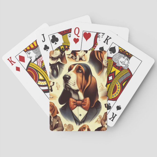 Vintage Basset Hound  Illustration Playing Cards (Back)