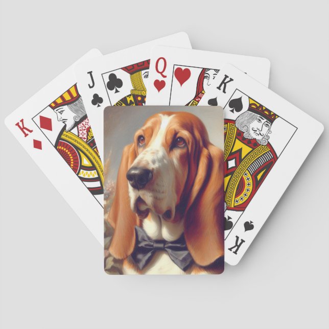 Vintage Basset Hound Painting Playing Cards (Back)