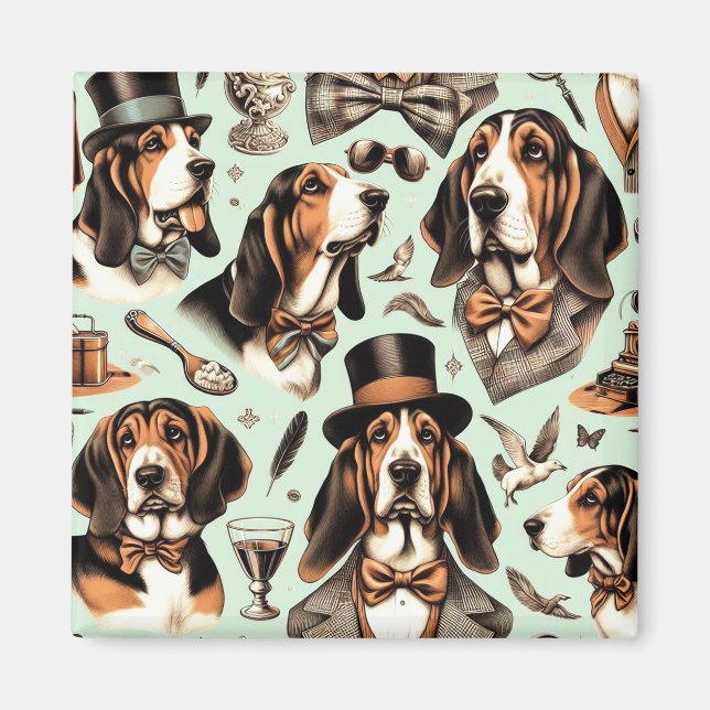 Vintage Basset Hound  Seamless Magnet (Front)