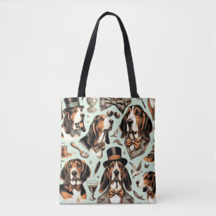 Vintage Basset Hound  Seamless Tote Bag