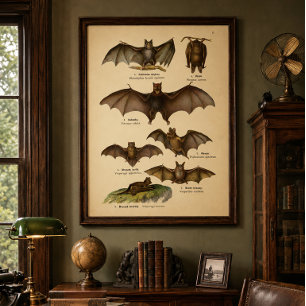 Vintage Bat Illustrations Poster