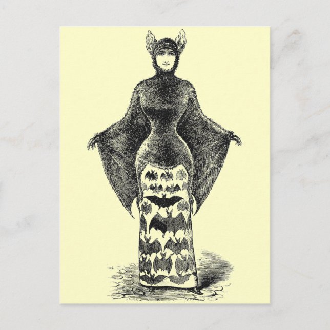 Vintage Bat Lady Postcard (Front)