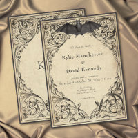 Vintage Bat Until Death Black Parchment Wedding