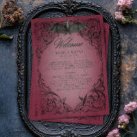 Vintage Bat Until Death Burgundy Wedding