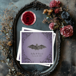 Vintage Bat Until Death Purple Wedding Napkin