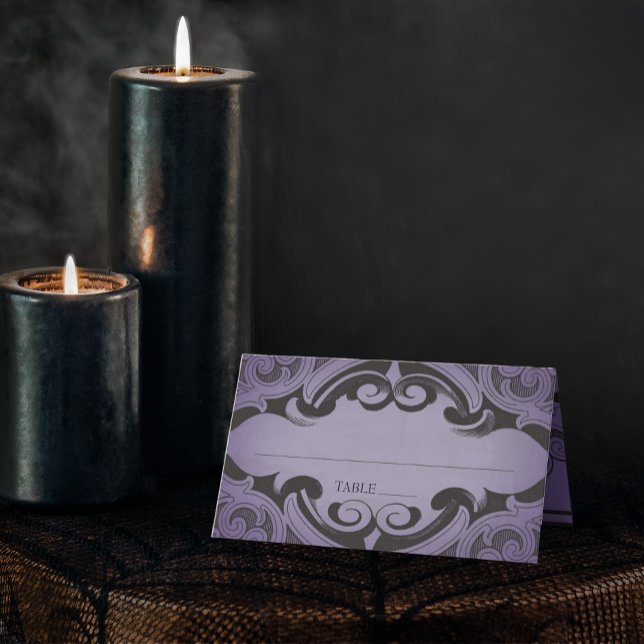 Vintage Bat Until Death Purple Wedding Place Card (Vintage Bat Until Death Purple Wedding Place Card)
