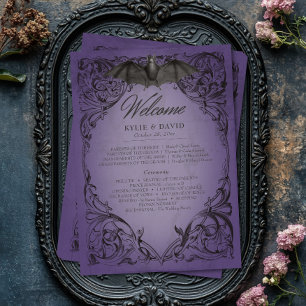 Vintage Bat Until Death Purple Wedding Programme
