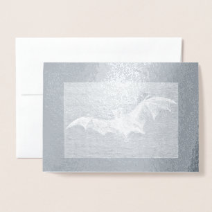 VINTAGE BAT WITH MOON REAL FOIL GREETING CARD