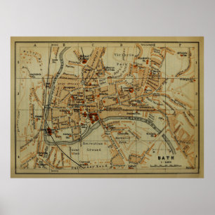 Vintage Bath England Map (1901) Poster