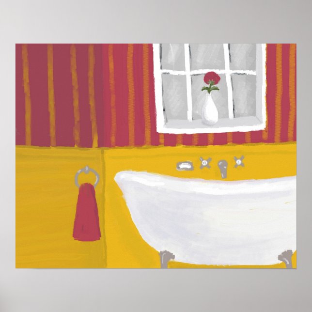 Vintage Bath Original Painting Poster Print (Front)