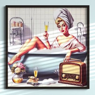 Vintage Bath Pin-Up Poster
