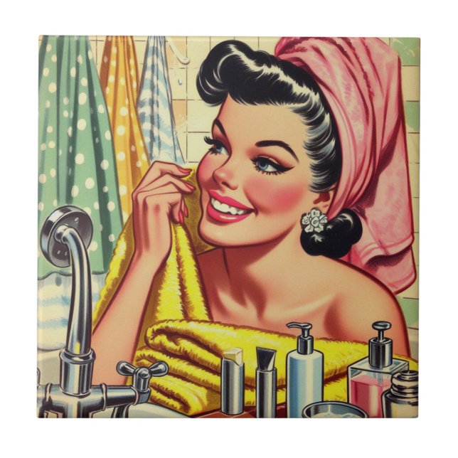 Vintage Bath Pin Up Tile (Front)