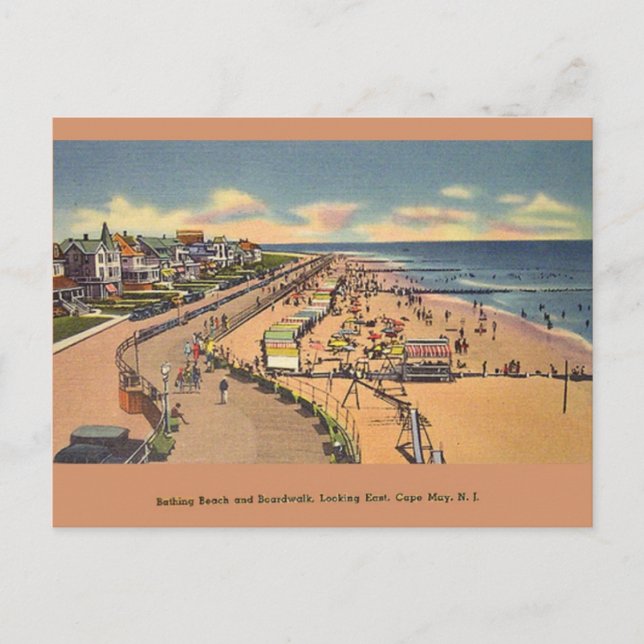 Vintage Bathing Beach Cape May NJ Postcard (Front)