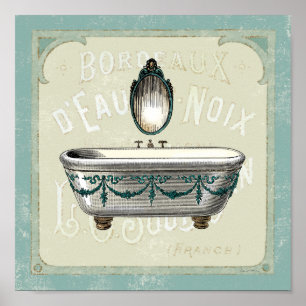Vintage Bathtub with Mirror Poster