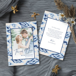 Vintage Batik Wedding Thank You Card Custom Photo