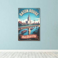 Vintage Baton Rouge Louisiana Retro Travel Poster