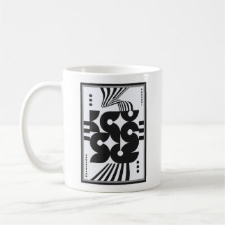 vintage bauhaus black and white wavvy geometric coffee mug