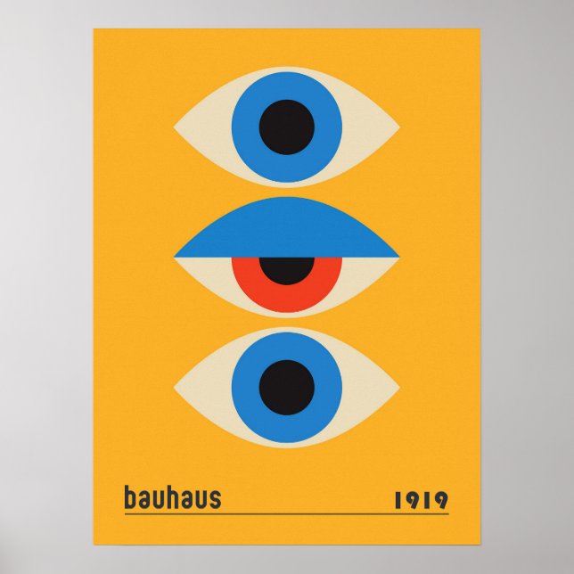Vintage Bauhaus Geometric Eyes Fine Art Poster (Front)
