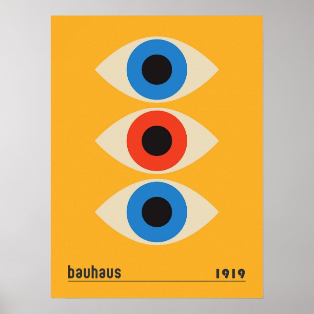 Vintage Bauhaus Geometric Eyes Fine Art Poster (Front)