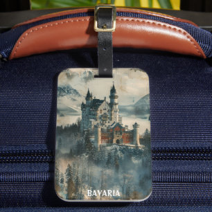 Vintage Bavaria Neuschwanstein Castle Travel Luggage Tag