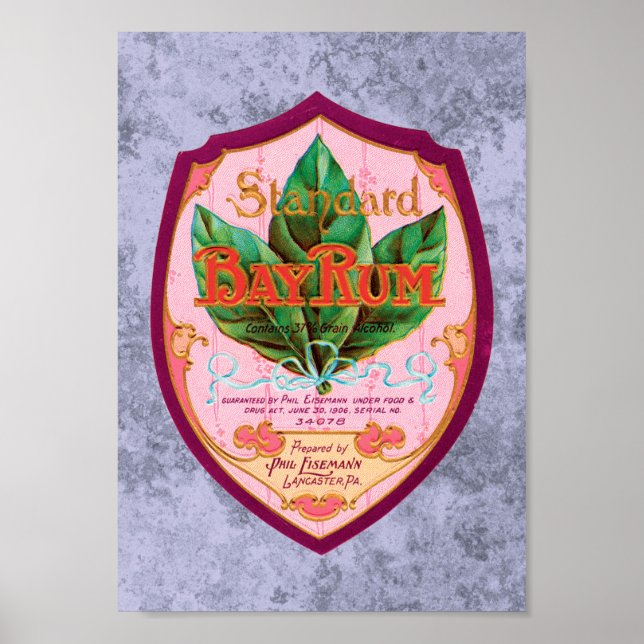 Vintage Bay Rum Label Poster (Front)