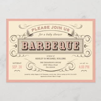 Vintage BBQ Baby Shower Invitations