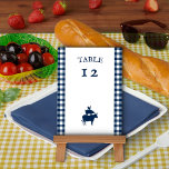Vintage BBQ Navy Blue Gingham Wedding Table Number<br><div class="desc">Vintage themed wedding table number card in navy blue and white. This charming rustic design has vintage lettering and traditional plaid in navy blue and white with design elements suiting backyard bbq to country farmhouse themes. The design and table number are printed on both sides. Please browse my store for...</div>