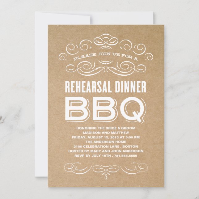 VINTAGE BBQ | REHEARSAL DINNER BBQ INVITATION (Front)